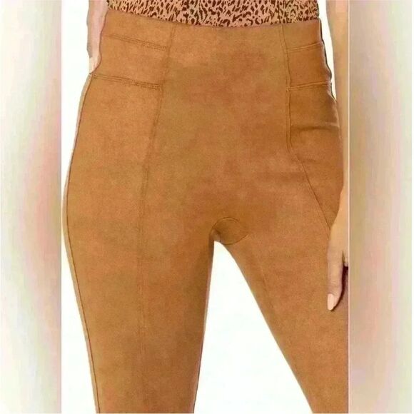 SPANX | Rich Caramel Faux Suede Pull On High Waist Leggings Women’s Size X-Large - Picture 2 of 12